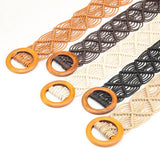 HANDMADE VINTAGE WOVEN BELT ROUND WOODEN BUCKLE_CWABE0408
