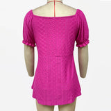 Solid Color Drawstring V-Neck Casual T-Shirt