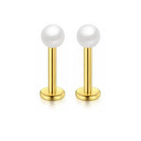 STAINLESS STEEL PEARL LIP BAR PIERCING JEWELRY_CWMM9588