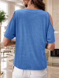 Solid-Color Off-The-Shoulder Short-Sleeved Top