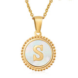 18K GOLD STAINLESS STEEL SHELL LETTER NECKLACE_CWAJE0686