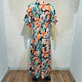 Stylish V-Neck Slits Print Dress