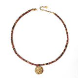 STAINLESS STEEL ZODIAC NECKLACE WITH NATURAL GEMS_CWMM8881