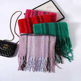 FAUX CASHMERE PLAID SCARF THICK FRINGED WRAP_CWASC2698