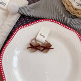 Velvet Bow Heart Clips Kids Sweet Style_Cwaha08369