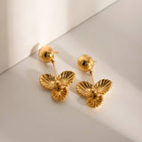 STAINLESS STEEL THREE PETAL FLOWER EARRINGS_CWASC1680