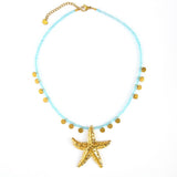 OCEAN STYLE FLOWER NECKLACE WITH STARFISH CHARM_CWMM8825