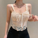 Solid Lace Trim Fitted Camisole Tank Top