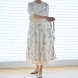 EXTENDED FLORAL PRINT LINEN APRONS WITH POCKETS_CWMM3306