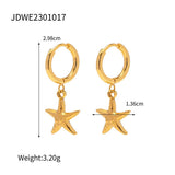 18K GOLD STAINLESS STEEL STARFISH PENDANT EARRINGS_CWASC1672