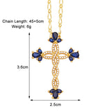 COLORED ZIRCON CROSS PENDANT NECKLACE_CWAJE0910