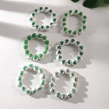 ST PATRICKS DAY WHITE WOOD BEAD BRACELET SET_CWMM3505