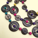 Vintage Braided Round Coconut Wood Bead Necklace_Cwmm4733