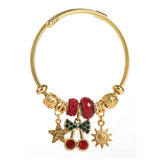 GOLD BEADED BRACELET WITH CRYSTAL CHARMS_CWMM8495