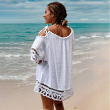 LOOSE FIT LACE TRIM BEACH DRESS FOR VACATION_CWMM6140