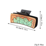 Western Cactus Sunflower Hair Claw Leather Clip_Cwasc1610