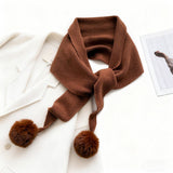 Cozy Knit Pom Pom Scarf Warm Winter Wrap_Cwasc03459