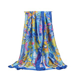 RAINBOW FLORAL SATIN SCARF SUMMER SUNPROOF WRAP_CWASC0673
