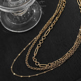 Vintage Elegant Multi-Layered Paperclip Necklace_Cwmm3688