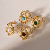 RETRO HOLLOW PATTERN NATURAL STONE RING_CWAJE1389