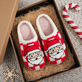 CHRISTMAS PLAID SANTA CLAUS COTTON SLIPPERS_CWMM3056