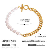 18K GOLD FRESHWATER PEARL CUBAN OT CLASP ANKLET_CWAJE4853