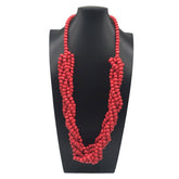 Vintage Hand-Woven Log Bead Long Necklace_Cwmm4731
