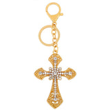 INLAID DIAMOND CROSS METAL KEYCHAIN_CWAJE0916