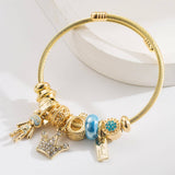 DIY CROWN BEAR LETTER CHARM COUPLE BRACELET_CWMM8493