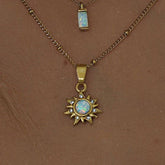 CREATIVE NATURAL STONE SUN PENDANT NECKLACE_CWMM5655