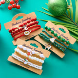 Cwaje2509_Christmas Snowflake Bell Elastic Beaded Bracelet