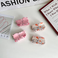 PINK PIG CAT ACETATE HAIR CLAW CLIP FOR GIRLS_CWAHA5974