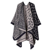 DOUBLE SIDED SLIT SHAWL COLORBLOCK SCARF CAPE_CWASC2175