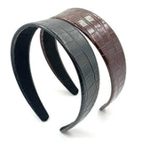Vintage Two-Tone Crocodile Pu Wide Hairband
