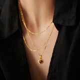 STAINLESS STEEL MULTI LAYERED GEMSTONE NECKLACE_CWMM5733