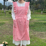 PLAID RUFFLE APRON CAFE GARDENING SMOCK APRON_CWMM5823