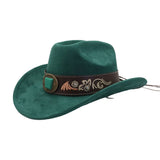 SUEDE WESTERN COWBOY FEDORA HAT ETHNIC STYLE_CWAH04486