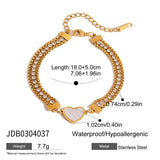 18K GOLD SHELL HEART TRIPLE CHAIN BRACELET ZIRCON_CWAJE4683