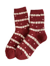 Warm Red Wool Thick Crew Socks For Women_Cwms03294