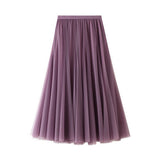 HIGH WAIST TULLE A LINE PLEATED MIDI SKIRT_CWBMS0378