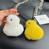 REAL WOOL YELLOW DUCK CAR KEYCHAIN PENDANT_CWMM2591