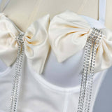 EXQUISITE RHINESTONE TASSEL BOW HERRINGBONE BRA_CWMM4152
