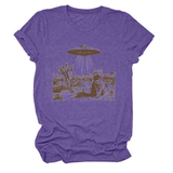 CAT AND SPACESHIP GRAPHIC TEE FOR WOMEN_CWTTS1514