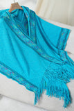 Cwocas0048_Ethnic Knitted Hooded Tassel Cape Shawl