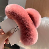 LARGE REAL REX RABBIT FUR HAIR CLAW CUTE COZY_CWAHA3302