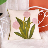 Tulip Embroidered Cute Pillow Cover For Bed Sofa_Cwmm7704