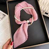 Ivory Crinkle Pearl Magnetic Silk Scarf_Cwasc03937