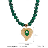 COLORFUL BEADS MALACHITE EVIL EYE HEART NECKLACE_CWMM7537