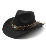 ETHNIC STYLE FAUX SUEDE WESTERN COWBOY FELT HAT_CWAH0829