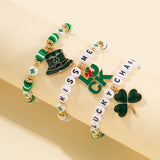 MULTI LEAF CLOVER LETTER SIMPLE BEADED BRACELET_CWAJE1475